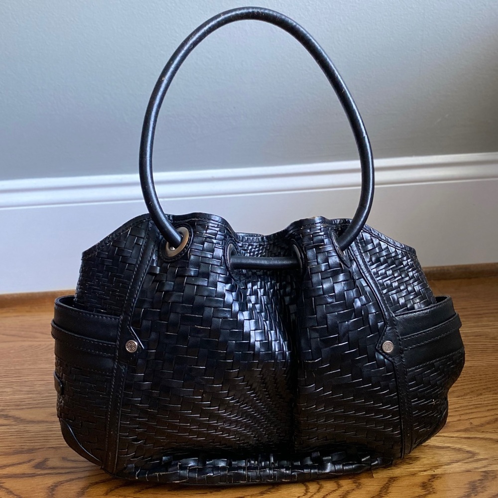 Black Woven Leather Cole Haan Purse